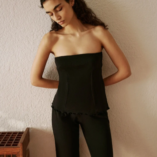 Pointelle Strapless Top 