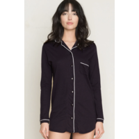 Organic Cotton Piped Button Front Nightshirt