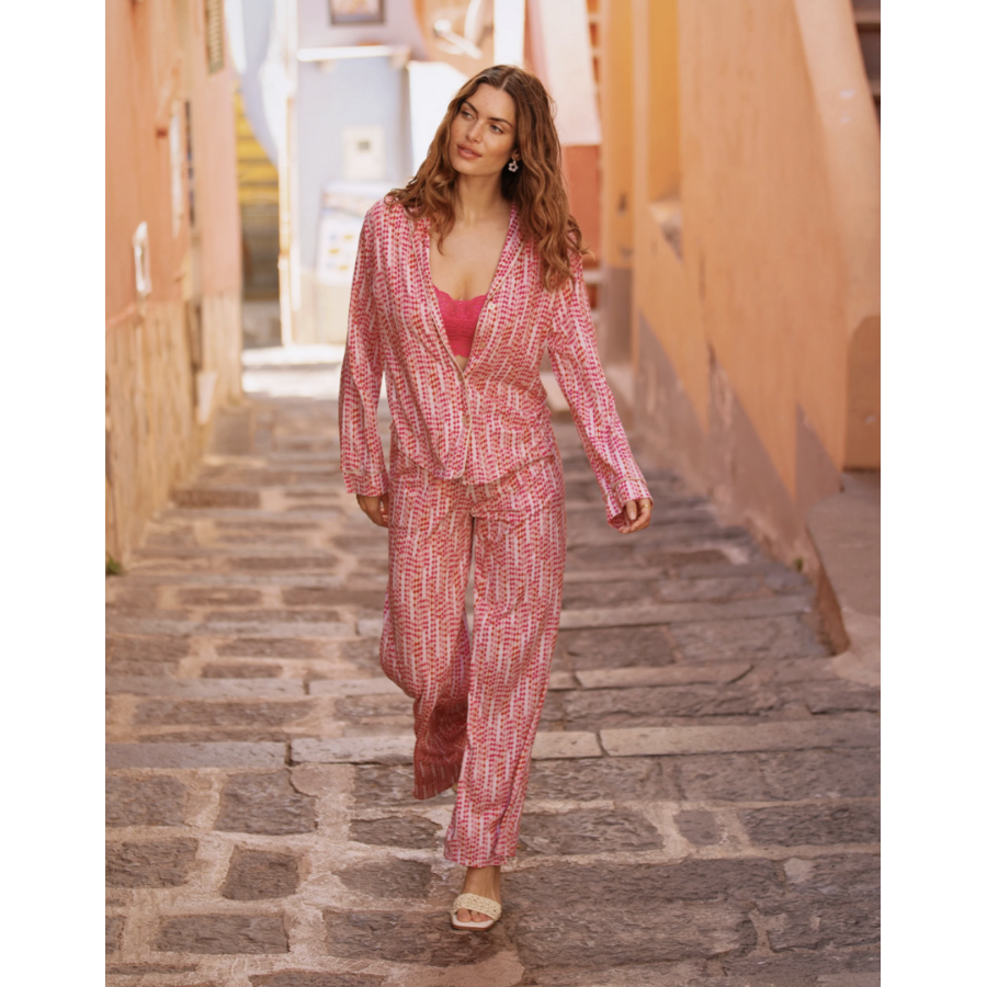 Pima Lusso Printed Top & Pants PJ Set