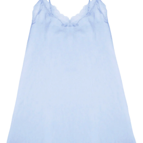 Organic Cotton With Lace Trimmed Chemise With Adjustable Strap 