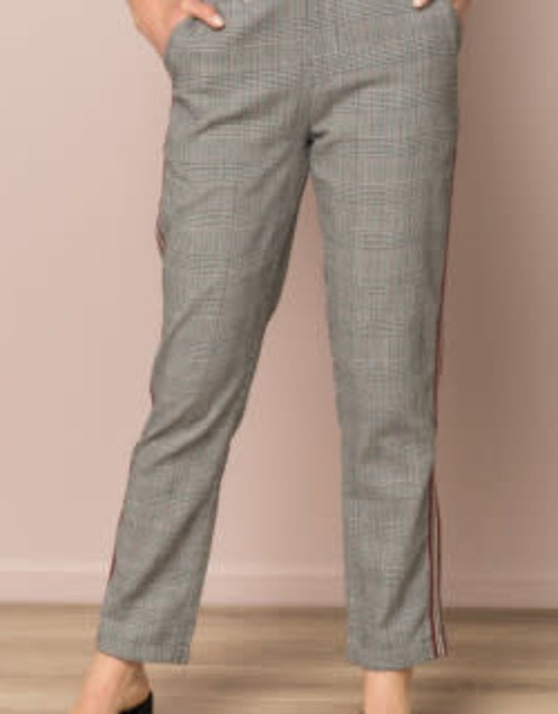 Hem and Thread HT Plaid Pant with Red Tuxedo Stripe
