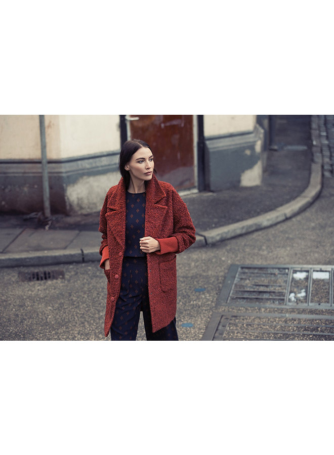 Manteau de laine bouillie - rouille