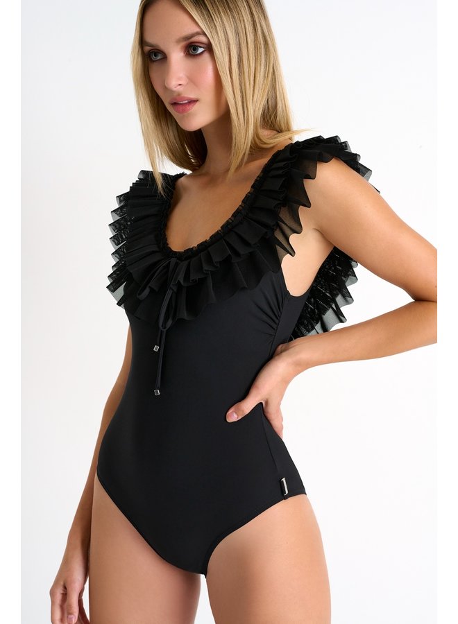 Maillot une pièce à col en mèche  -  22 Caviar