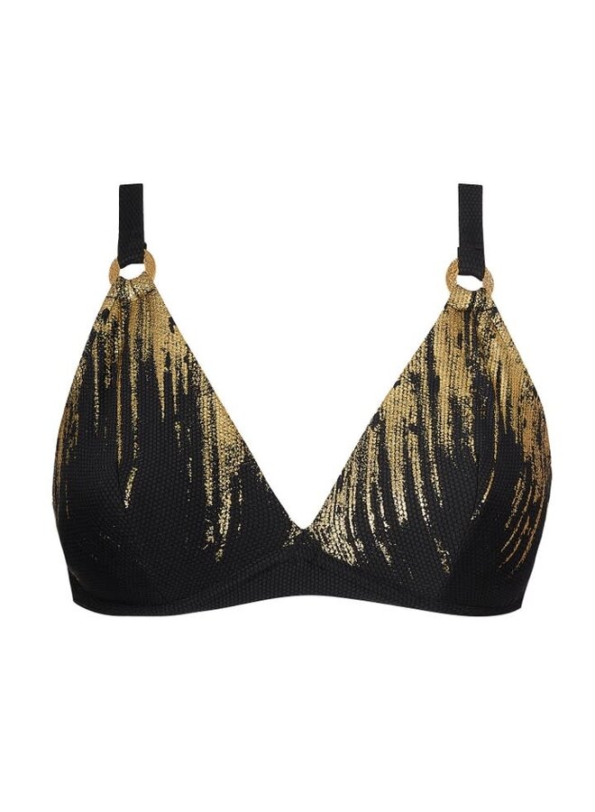Haut de maillot avec armature - Feuille d'Or sur noir