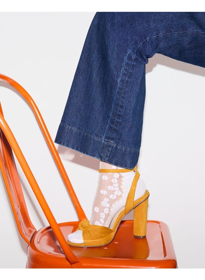 Chaussettes Courtes Transparentes Petites Fleurs Doré