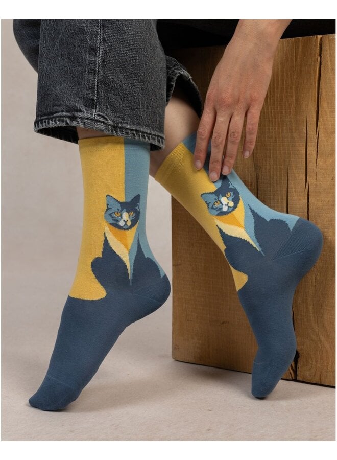 Chaussettes Coton Chat Bleu jean