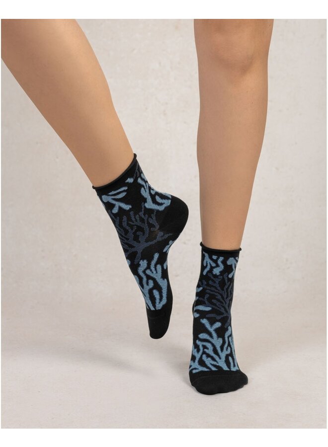 Chaussettes Courtes Veloutées Coraux noir
