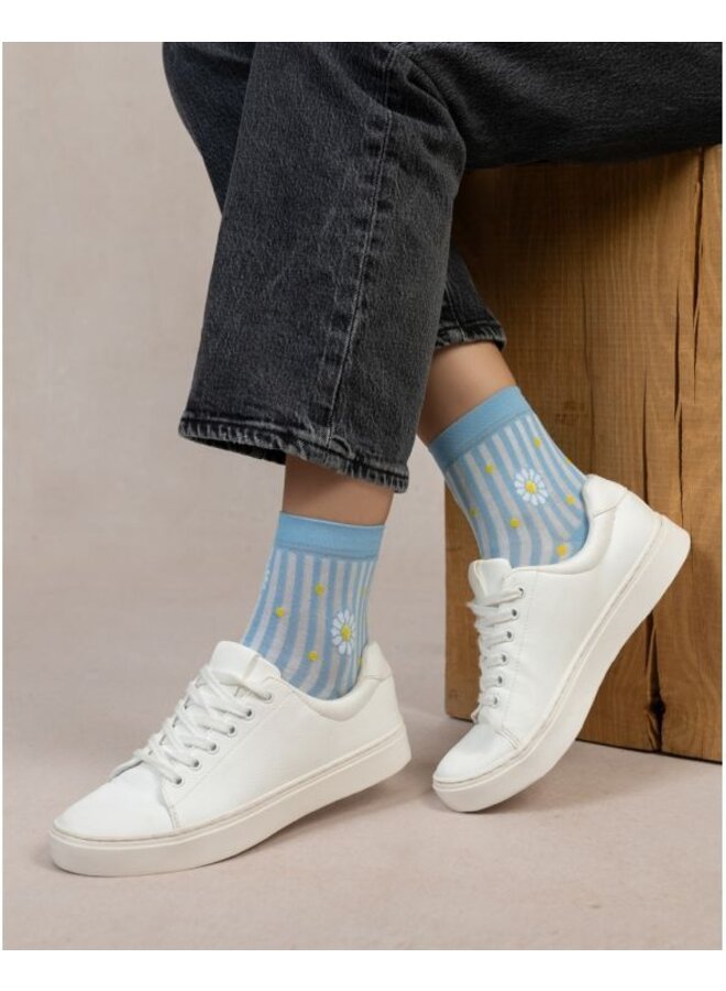 Chaussettes Courtes Fil D'Écosse Marguerites quartz