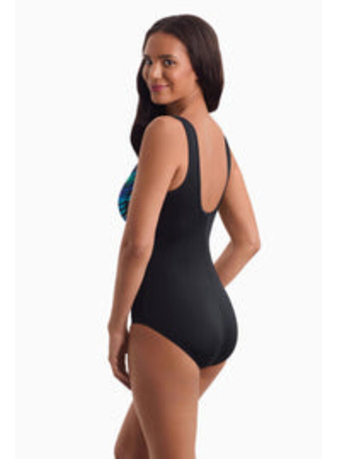 Maillot 1 pièce Dame plus,  ZIP - bleu