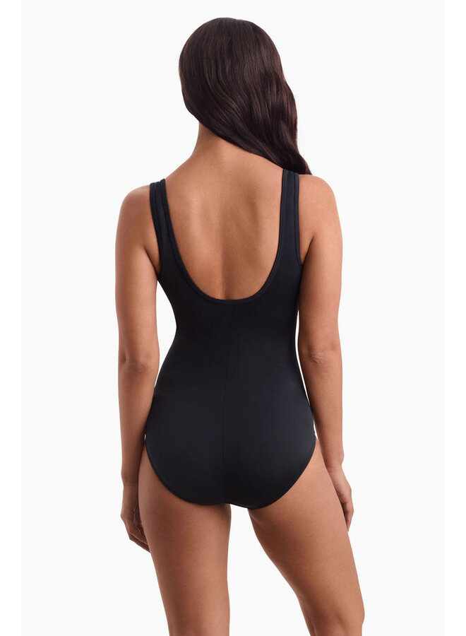 Maillot 1 pièce Dame Taille +  ZIP - noir