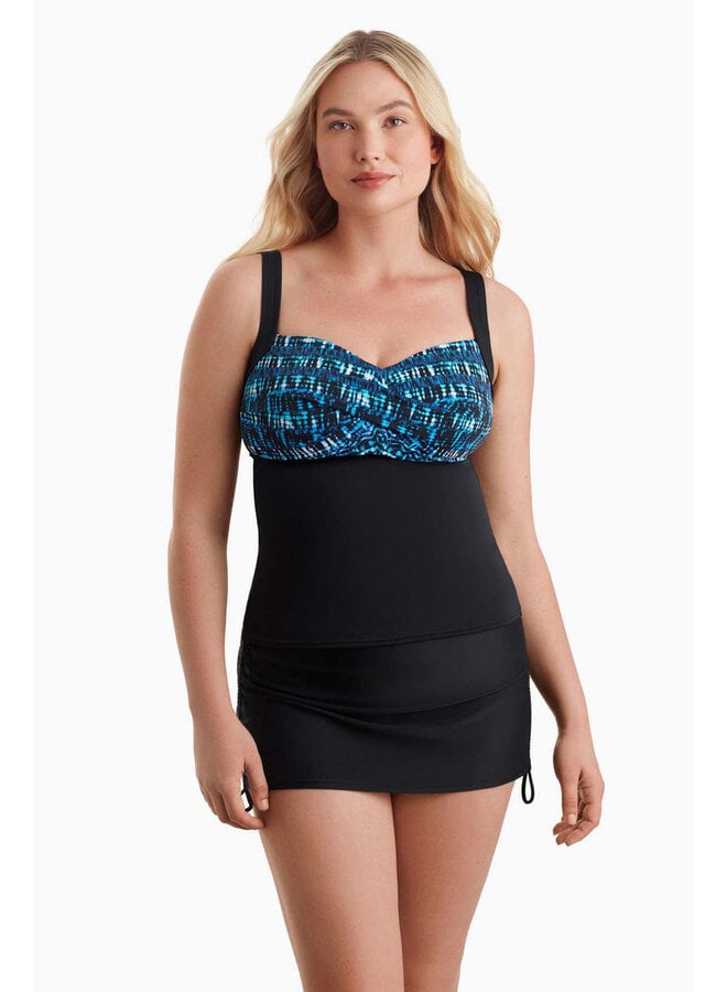 Tankini Dame - Taille plus, Noir et bleu