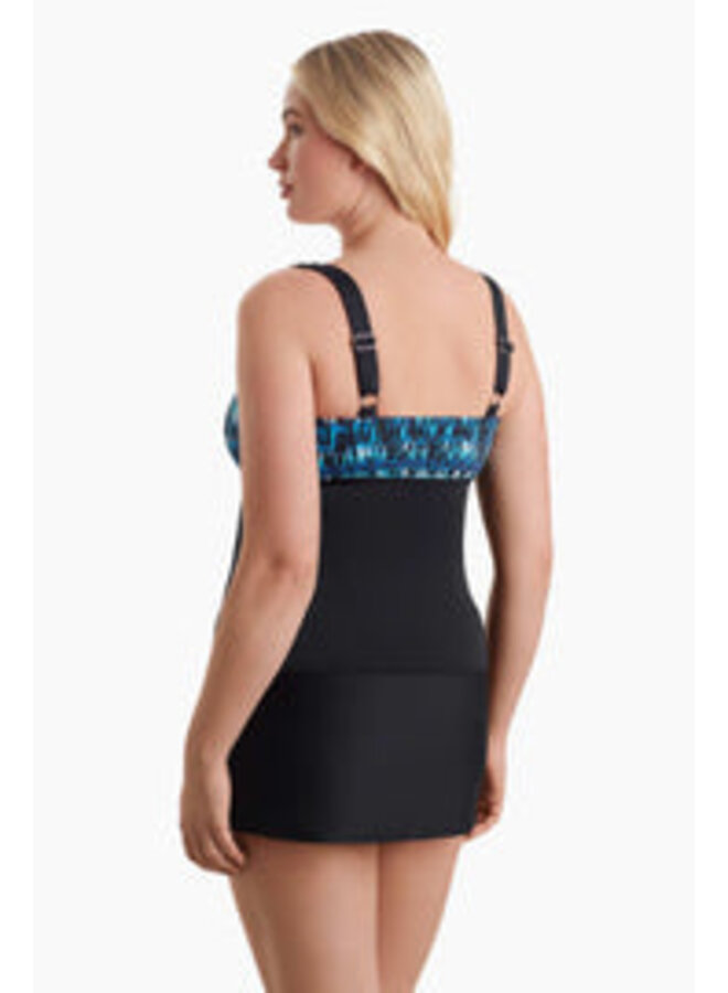 Tankini Dame - Taille plus, Noir et bleu