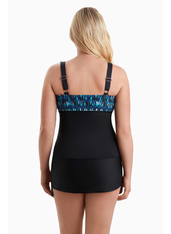 Tankini Dame - Taille + Noir et bleu