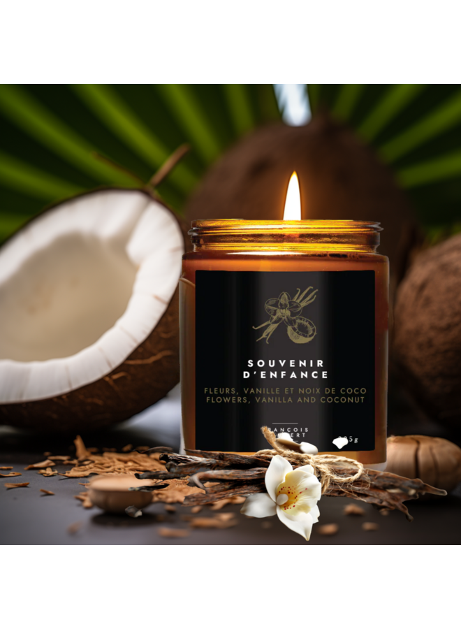 No.8 Souvenir d'enfance - Bougie de soya  aux fleurs, vanille et  noix de coco  Mèche de coto