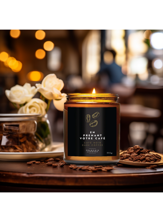 No.7 En prenant votre  café - Bougie de soya,  Café noir  MÈCHE DE COTON