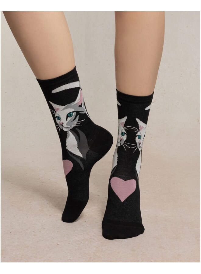 Chaussettes Motif Chat Noir