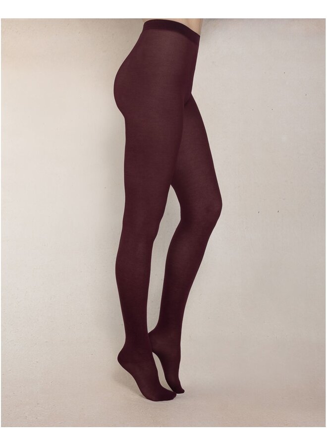 Collant 97% Coton Veloute Prune