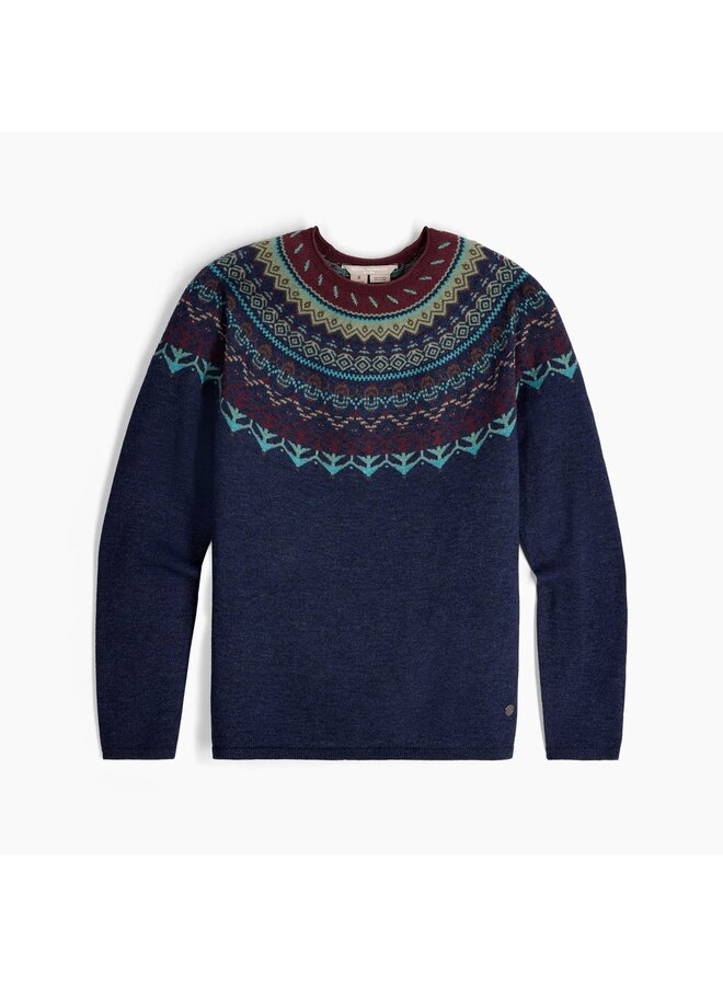 Westlands Fairisle Crew - deep blue htr monarch