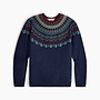 Westlands Fairisle Crew - deep blue htr monarch