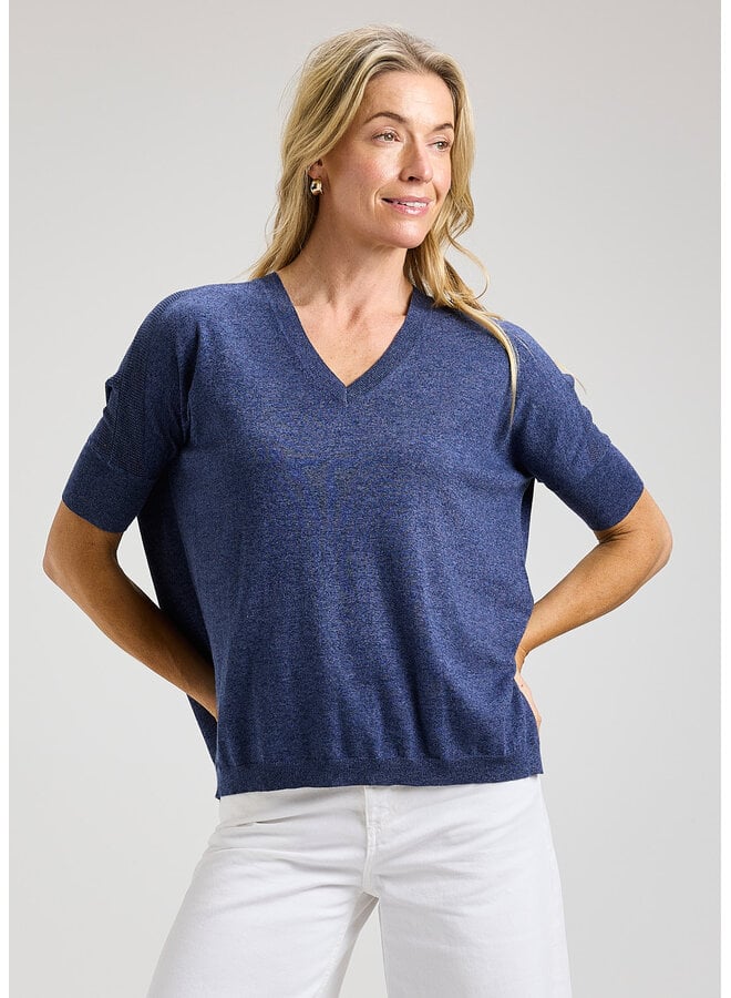 CHANDAIL encolure V - denim