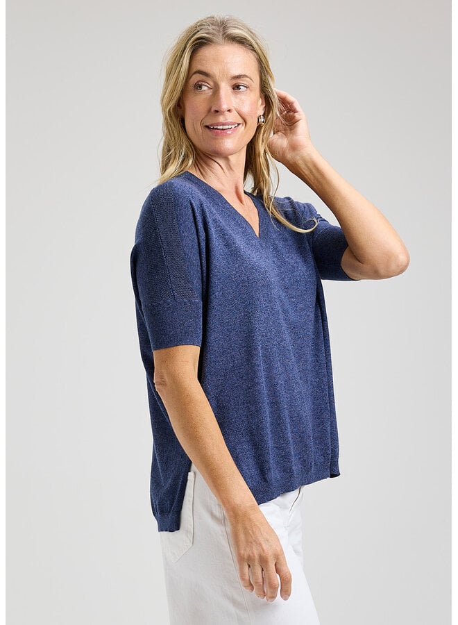 CHANDAIL encolure V - denim