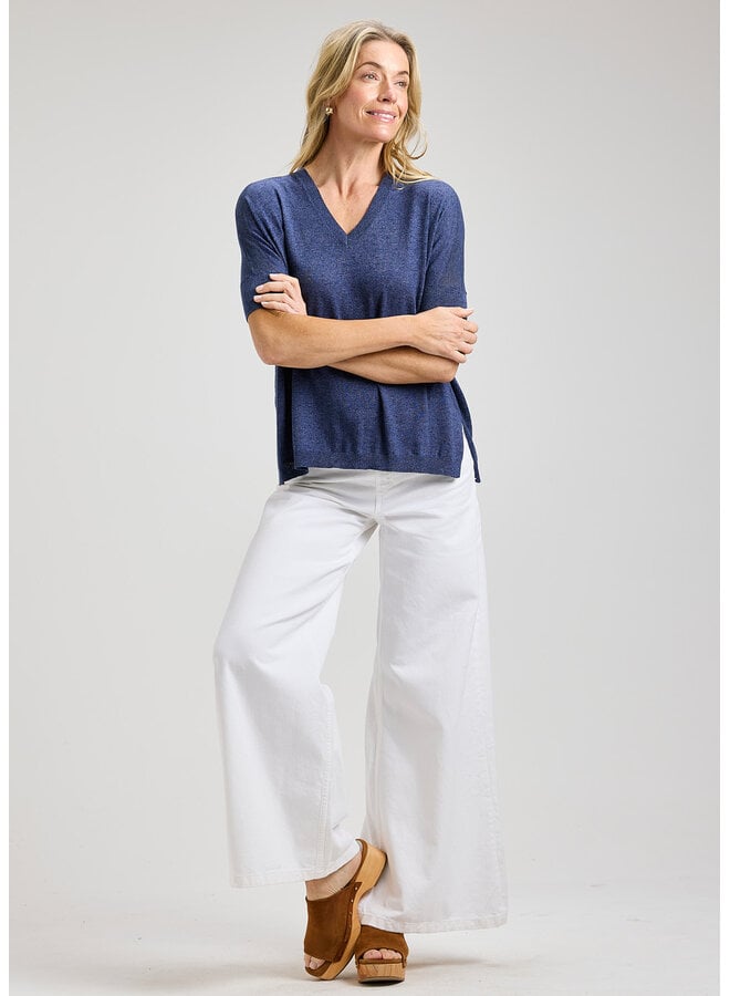 CHANDAIL encolure V - denim