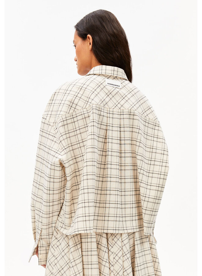 BLOUSE BOSY CHECK - oatmeal/black