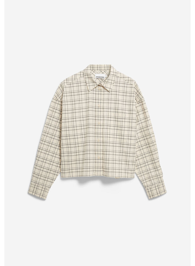 BLOUSE BOSY CHECK - oatmeal/black