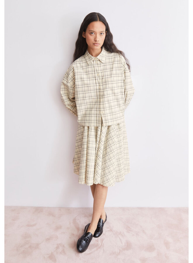 BLOUSE BOSY CHECK - oatmeal/black