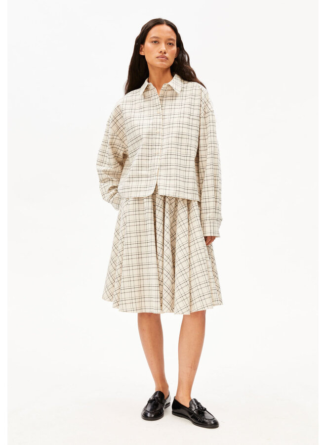 BLOUSE BOSY CHECK - oatmeal/black