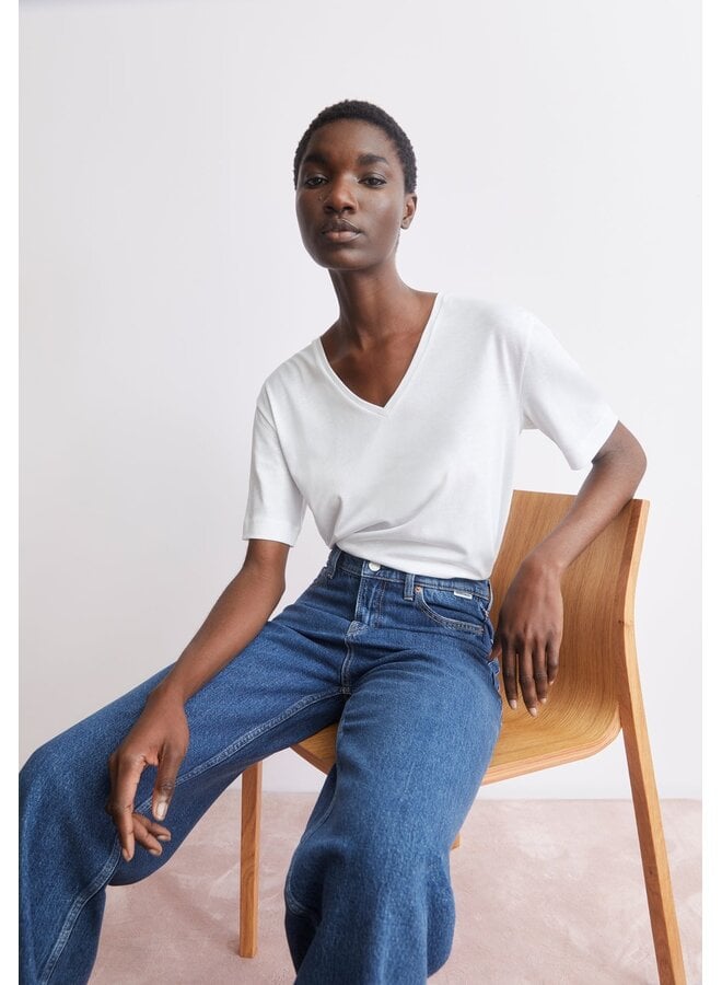 T-SHIRT v-neck - blanc