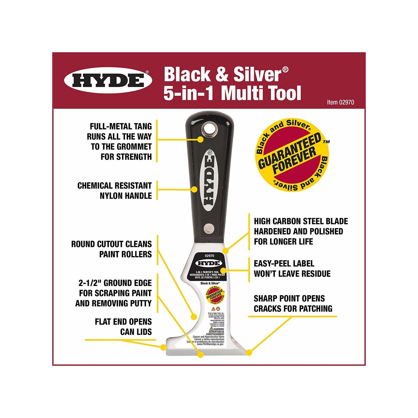 Hyde 2-1/2 Black & Silver 5-in-1 Painter Tool - Green's eCom