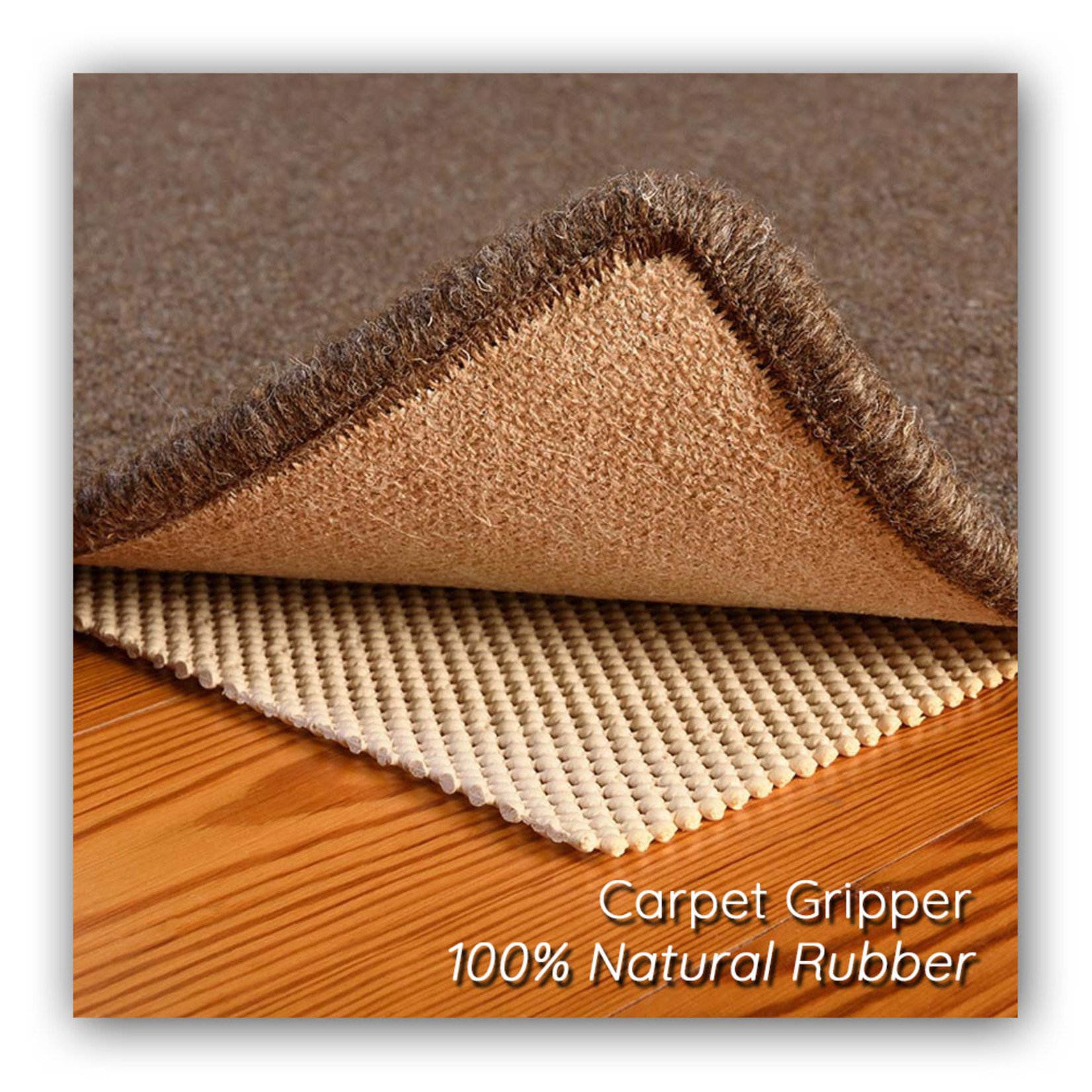 Natural rubber rug gripper of chemical-free latex, by Earth Weave.