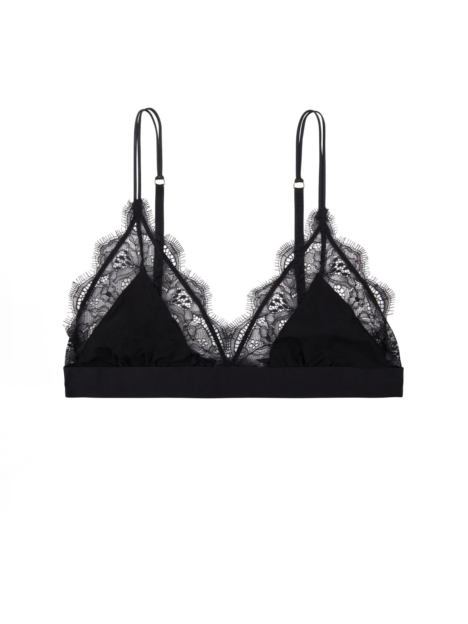 Black lace bralette with white pearls - Destino Bra