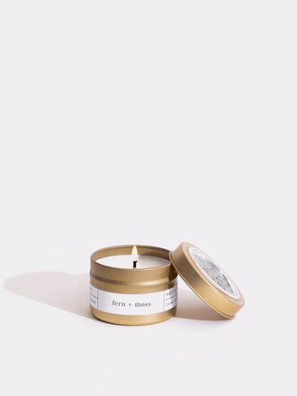 BROOKLYN CANDLE STUDIO Gold travel candle fern + moss