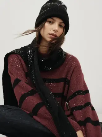 RAILS Miranda cashmere silk garnet black stripe