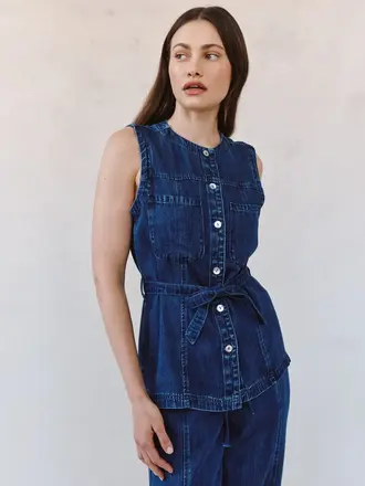 BELLA DAHL Veste ceinturée horizon blue