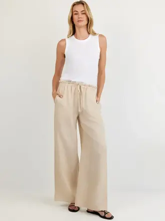 BELLA DAHL Ruffle pant sand