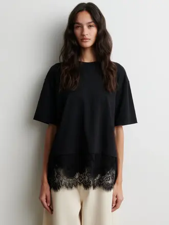 SECOND FEMALE Vaccara t-shirt dentelle black