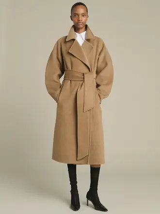 SOEUR Harvard long coat camel chine
