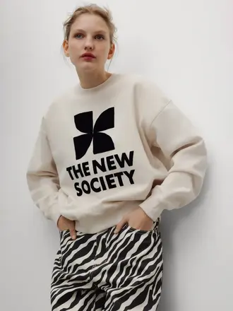THE NEW SOCIETY Logo sweatshirt whisper white melange