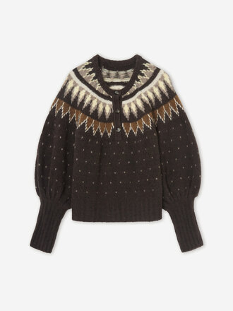 YERSE Greek-key jacquard  sweater