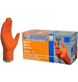 Orange Disposable Heavy-Duty Nitrile Gloves (X-Large)