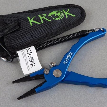 KROK APRP7 Aluminum Pliers 7.5" Straight Jaw w/side cutter, Lanyard