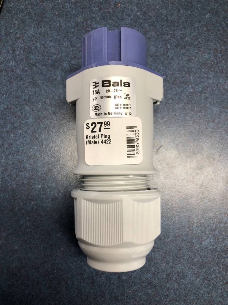 Kristal Male Plug 4422, 12V 16A