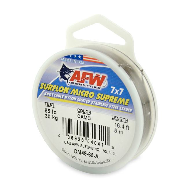 AFW Surflon Micro Supreme 49-Strand Leader Wire, Camo, 16.4 ft.