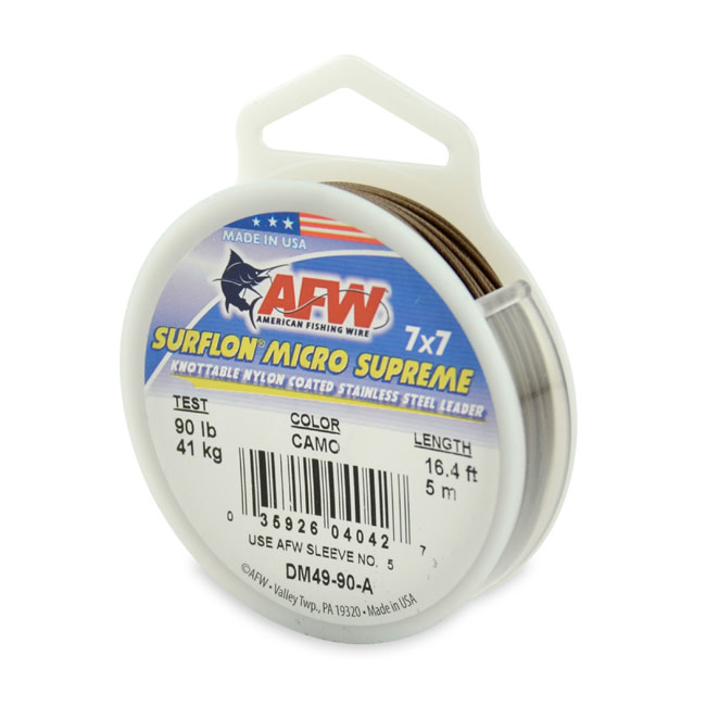 AFW Surflon Micro Supreme 49-Strand Leader Wire, Camo, 16.4 ft.