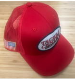 Tackle Center Red Mesh Hat with Flag Patch