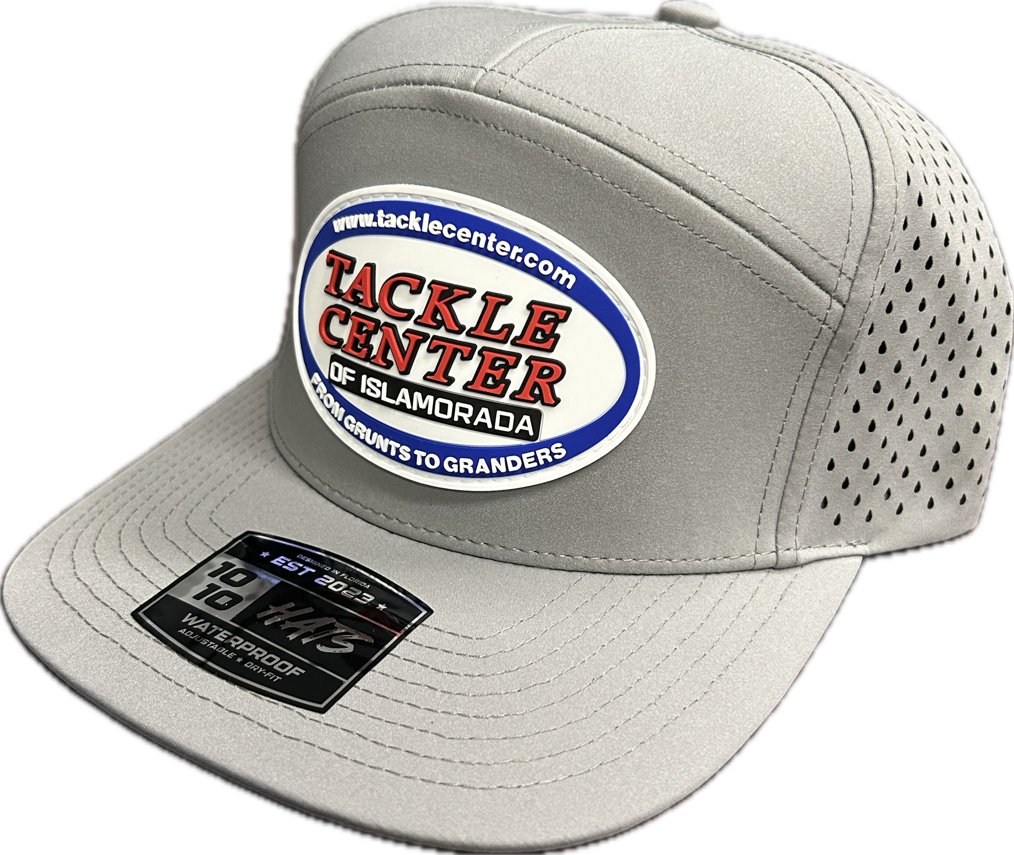 Tackle Center Dry-Fit 7-Panel Hat – Light Gray