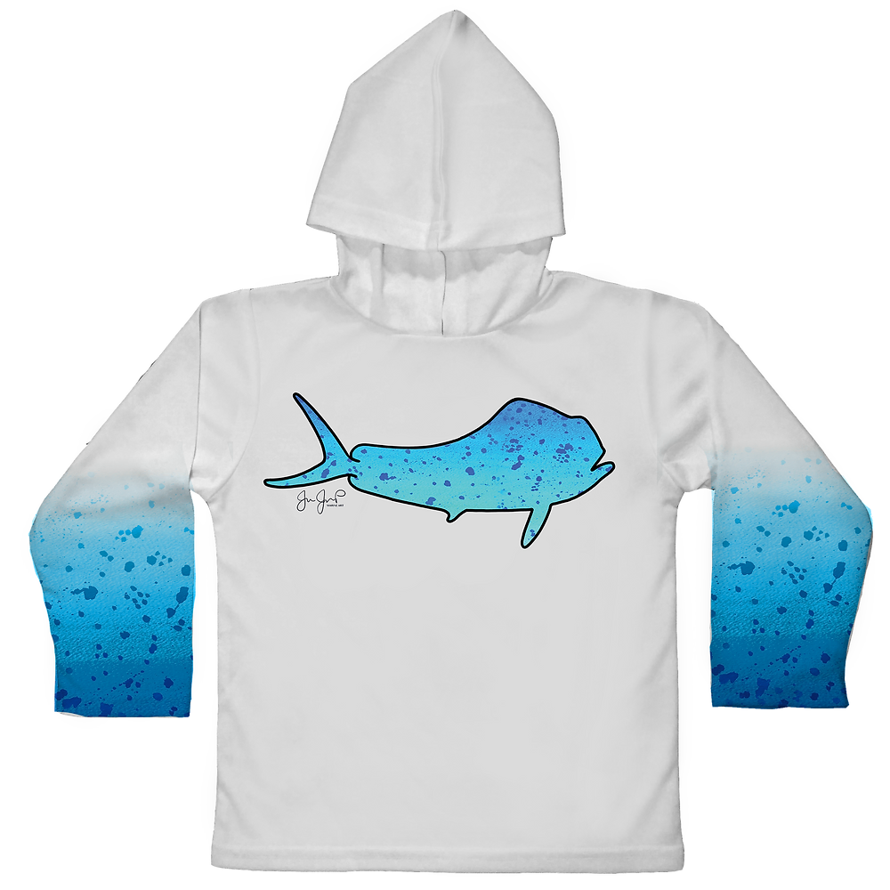 Jessie Jessup Toddler Hooded LS Shirt Blue Mahi w/sleeves